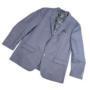 Allan Flusser Mens Blazer Sport Coat Two Button XXL Light Blue Floral Lining EUC